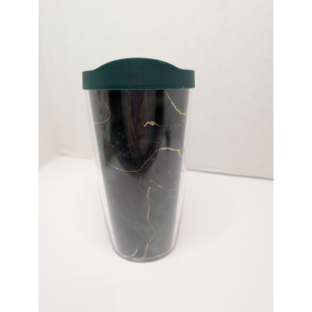 Tervis 16oz Insulated Tumbler Dark Green Gold‎ Marble Malachite Travel Cup w Lid